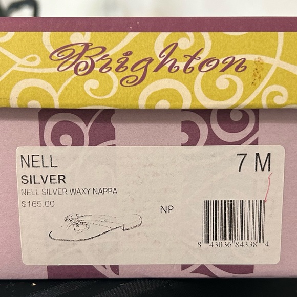 BRIGHTON ‘NELL’ SILVER METALLIC LEATHER BOW SANDAL w/Crystal Accent Sz. 7 - Picture 12 of 12